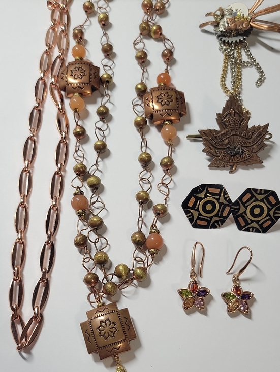 Jewelry - Copper-tone Multi-strand Beaded Pendant Necklace - Copper Jewelry Lot